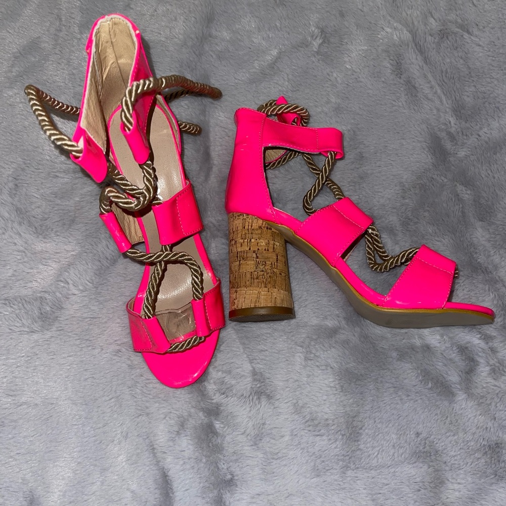 Hot Pink Strappy Heels